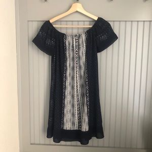 Xhilaration Off Shoulder Printed Dress - Navy